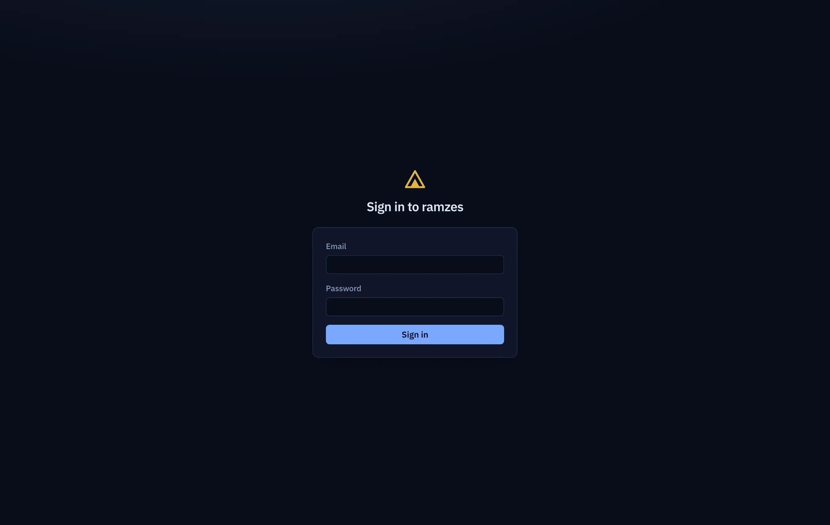 The sign-in page: an email address and a password.
