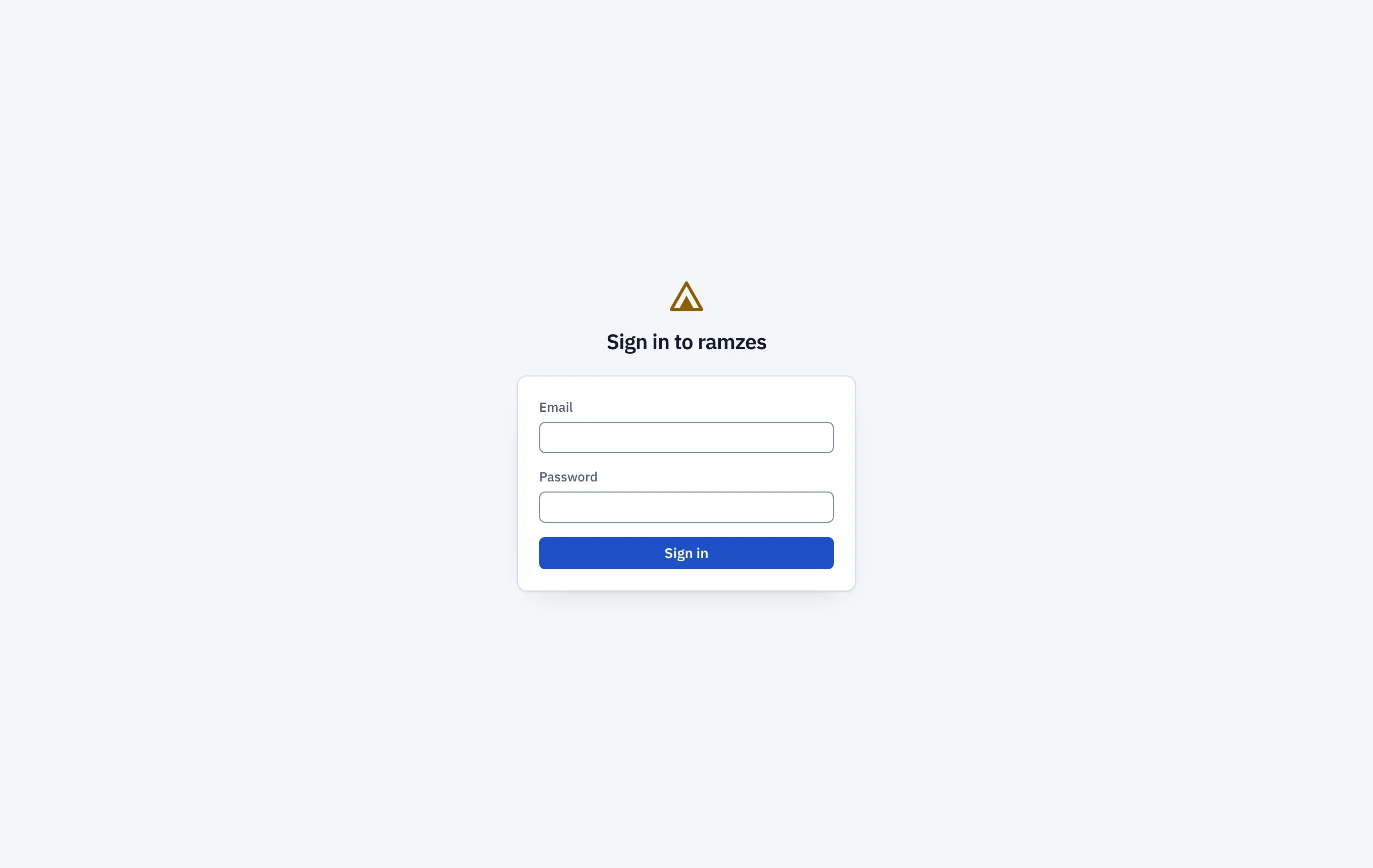The sign-in page: an email address and a password.