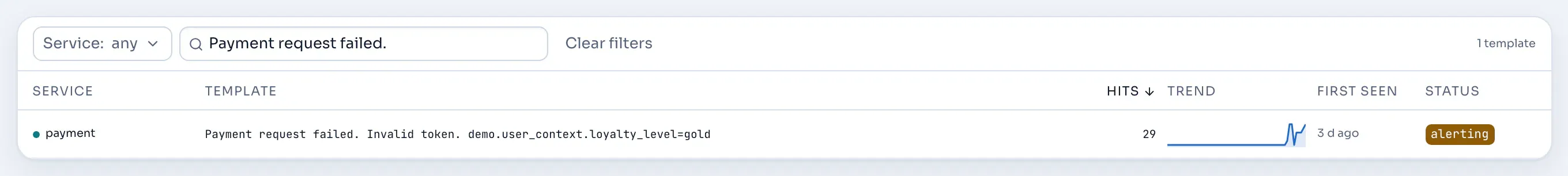 A search narrowed to one template.